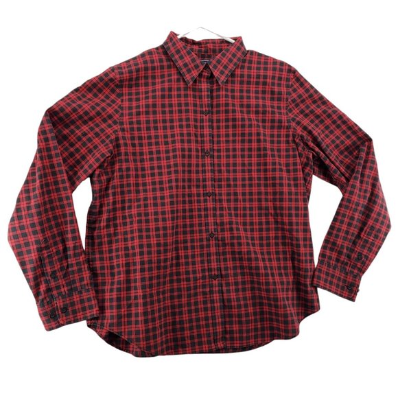 Chaps Shirt Men's Long Sleeve Casual Button Up Plaid Collared Red Extra Large - Picture 1 of 8